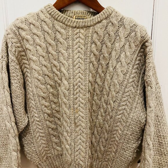 Vintage Fisherman’s Chunky Sweater Ireland Irish Aran Wool Cable Knit Dingle XL - Picture 6 of 16